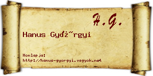 Hanus Györgyi névjegykártya